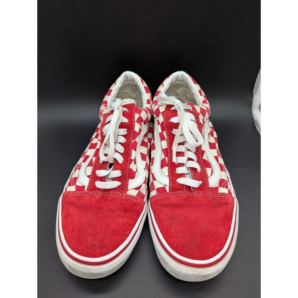 Vans Old Skool Checkerboard Red Suede Low Top Skate Shoes Men US 10 UK 9 EUR 43